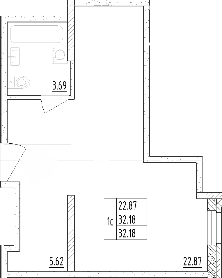 Планировка — Зум Черная Речка, Студия, 32 м²
