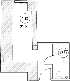 Планировка — Апартаменты на Большом Казачьем 10А, Студия, 14 м²