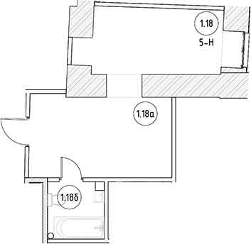 Планировка — Апартаменты на Большом Казачьем 10А, Студия, 28 м²