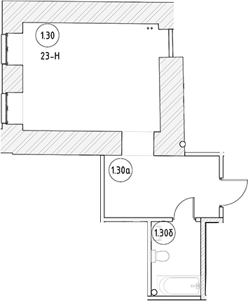 Планировка — Апартаменты на Большом Казачьем 10А, Студия, 30 м²