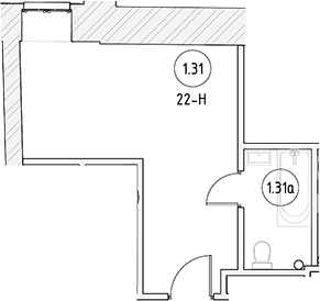 Планировка — Апартаменты на Большом Казачьем 10А, Студия, 22 м²