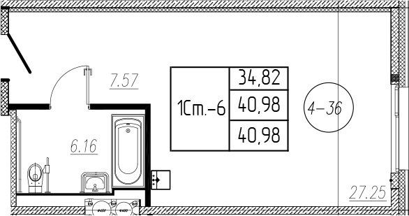 Планировка — Комплекс апарт-отелей VALO, Студия, 41 м²