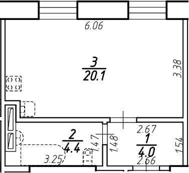 Планировка — Крона, Студия, 29 м²