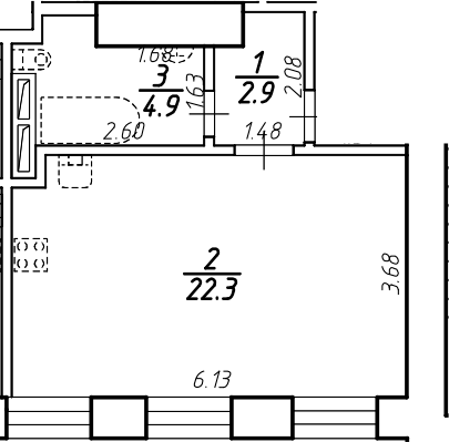 Планировка — Крона, Студия, 30 м²