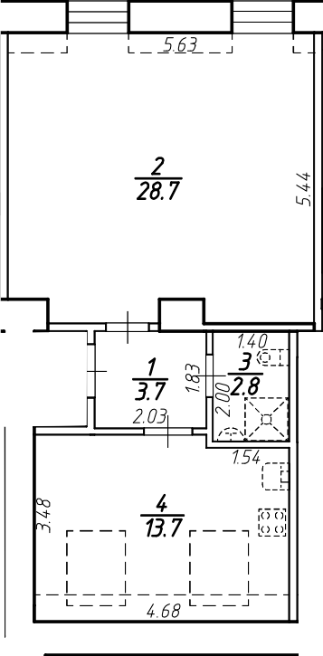 Планировка — Крона, 1-комн., 49 м²