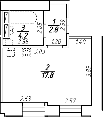 Планировка — Крона, Студия, 25 м²