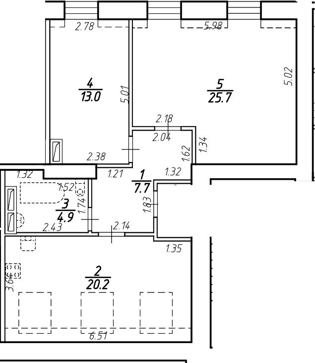 Планировка — Крона, 2-комн., 72 м²