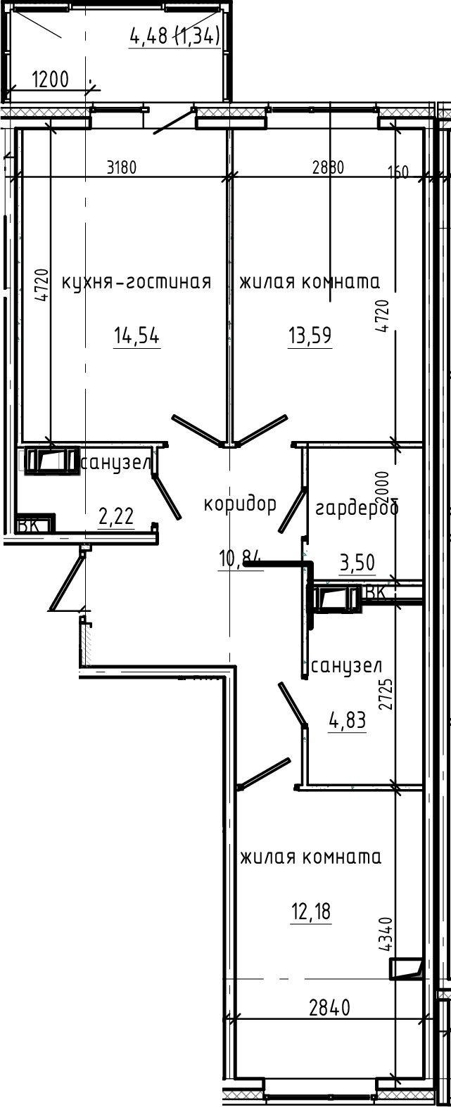 Планировка — Янила Драйв, 3-комн., 62 м²