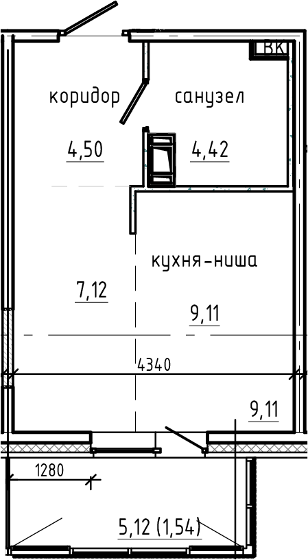 Планировка — Янила Драйв, Студия, 25 м²