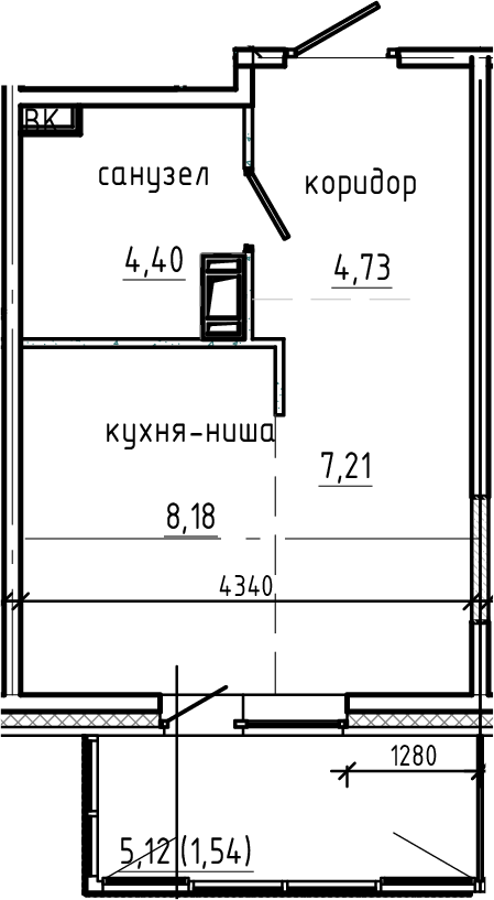 Планировка — Янила Драйв, Студия, 25 м²
