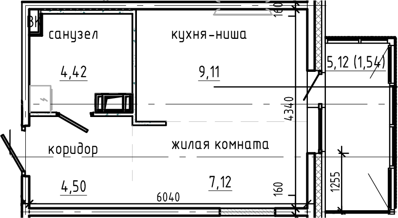 Планировка — Янила Драйв, Студия, 25 м²