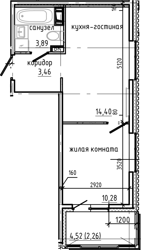 Планировка — Янила Драйв, 2-комн., 32 м²