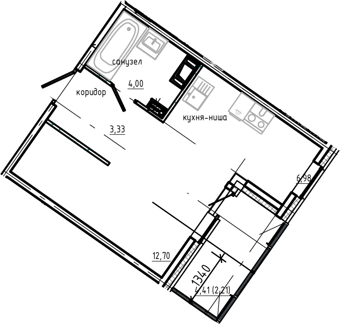 Планировка — Янила Драйв, Студия, 27 м²