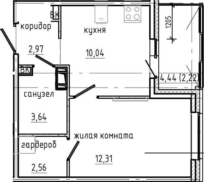 Планировка — Янила Драйв, 1-комн., 32 м²