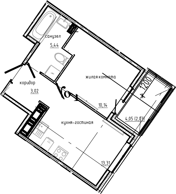 Планировка — Янила Драйв, 2-комн., 32 м²