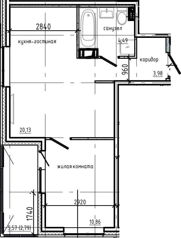 Планировка — Янила Драйв, 2-комн., 39 м²