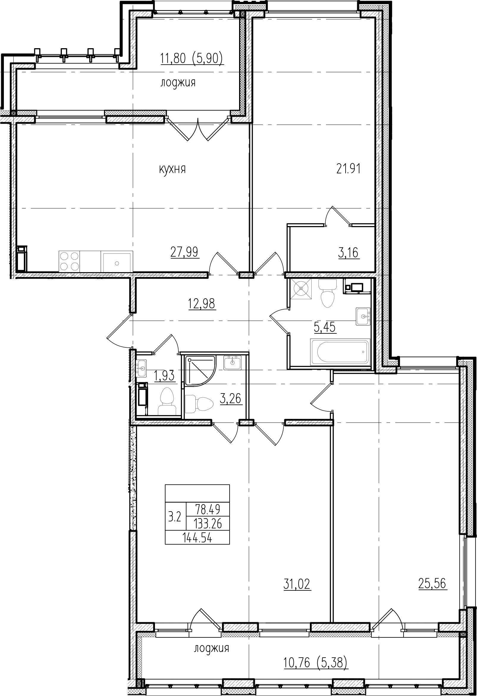 Планировка — Familia, 4-комн., 133 м²