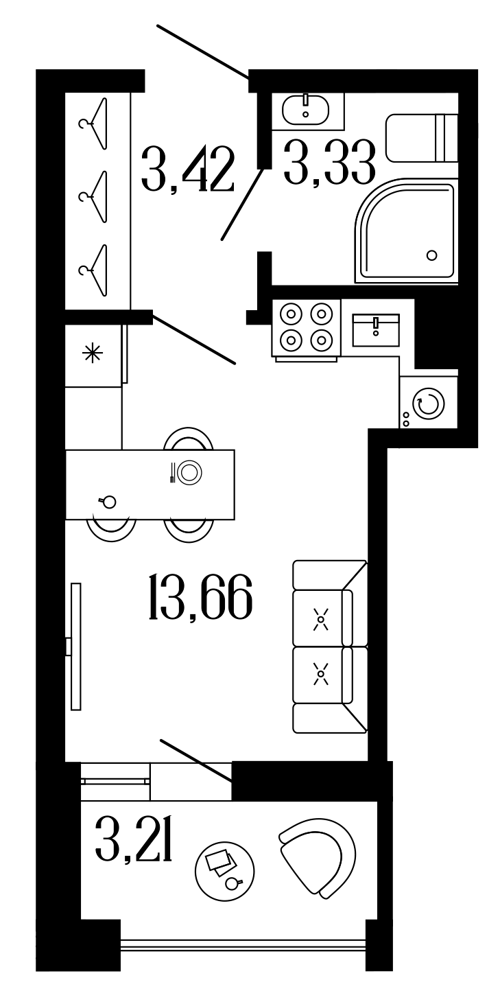 Планировка — Коллекционный дом 1919, Студия, 20 м²