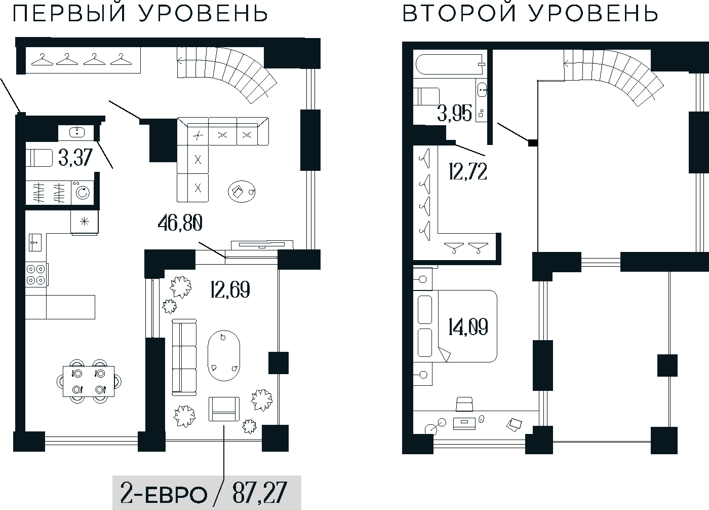 Планировка — Коллекционный дом 1919, 2-комн., 77 м²