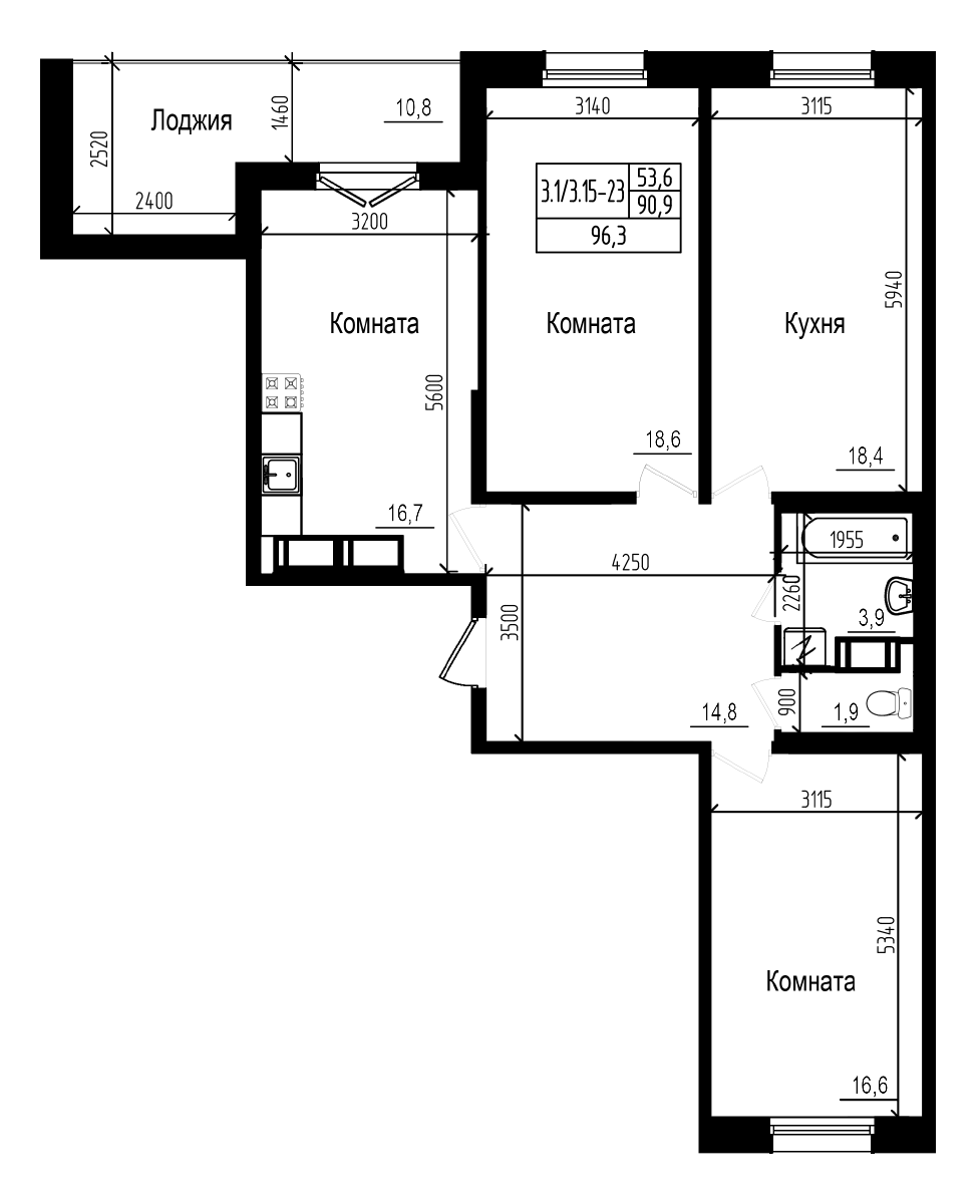 Планировка — Прагма City, 4-комн., 91 м²