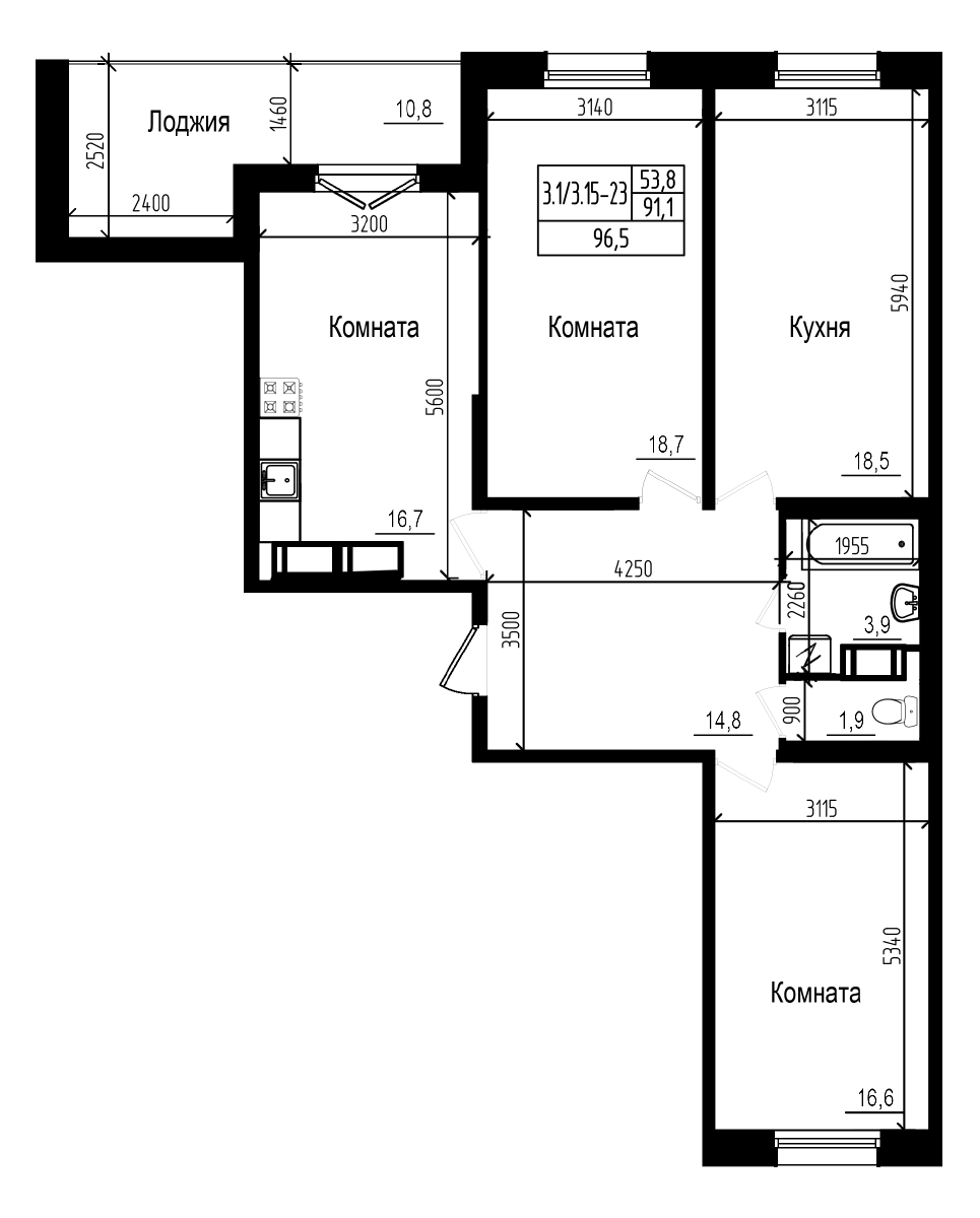 Планировка — Прагма City, 4-комн., 91 м²