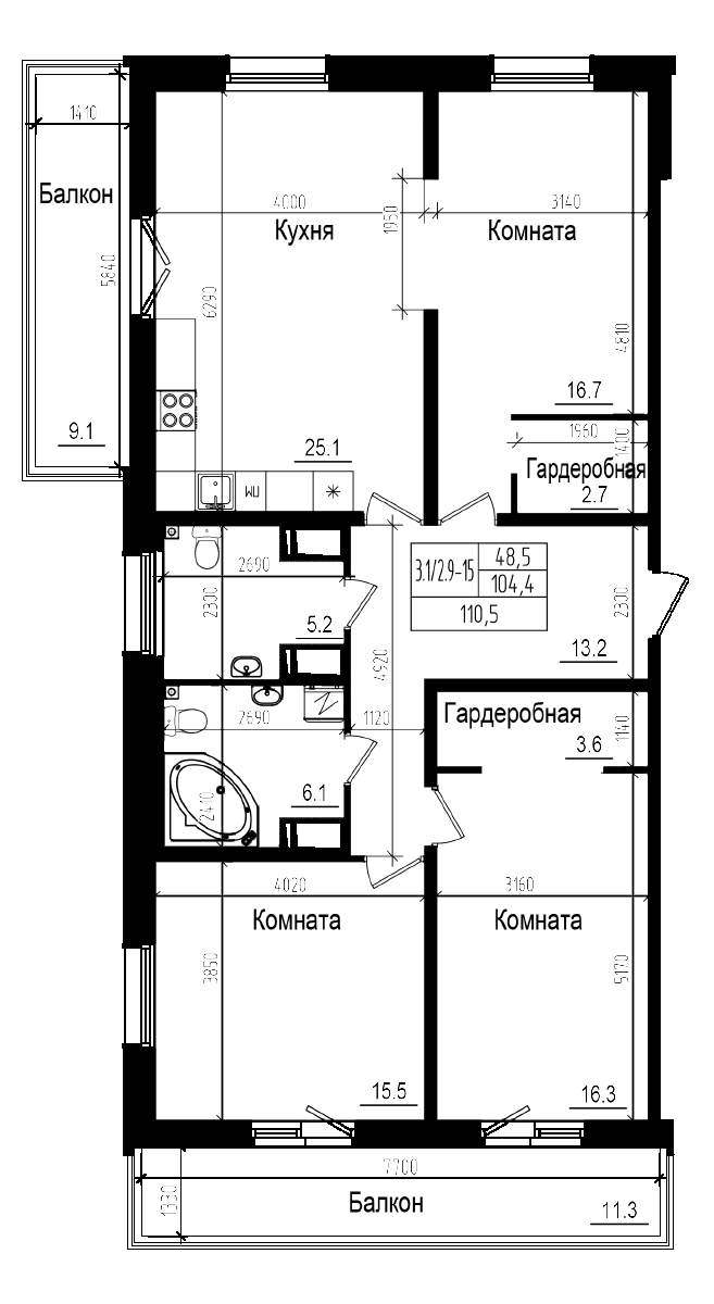 Планировка — Прагма City, 4-комн., 104 м²