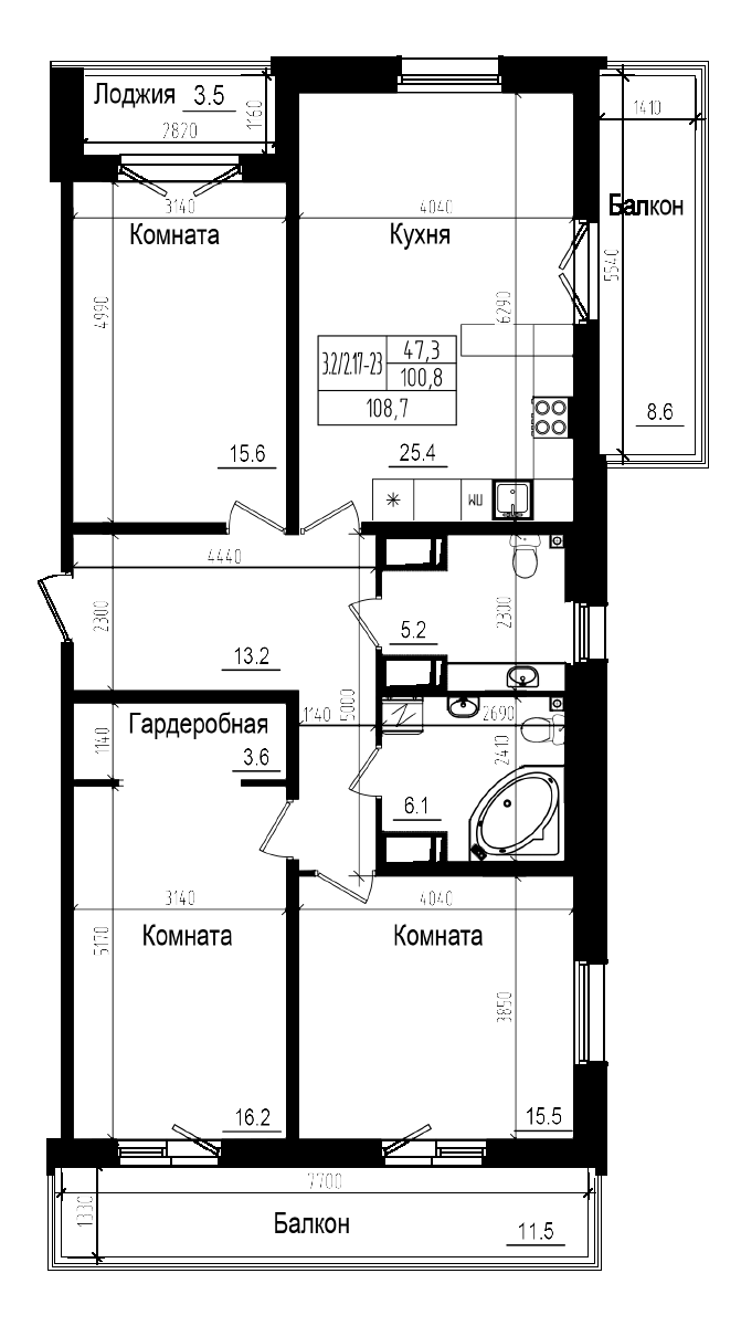Планировка — Прагма City, 4-комн., 101 м²