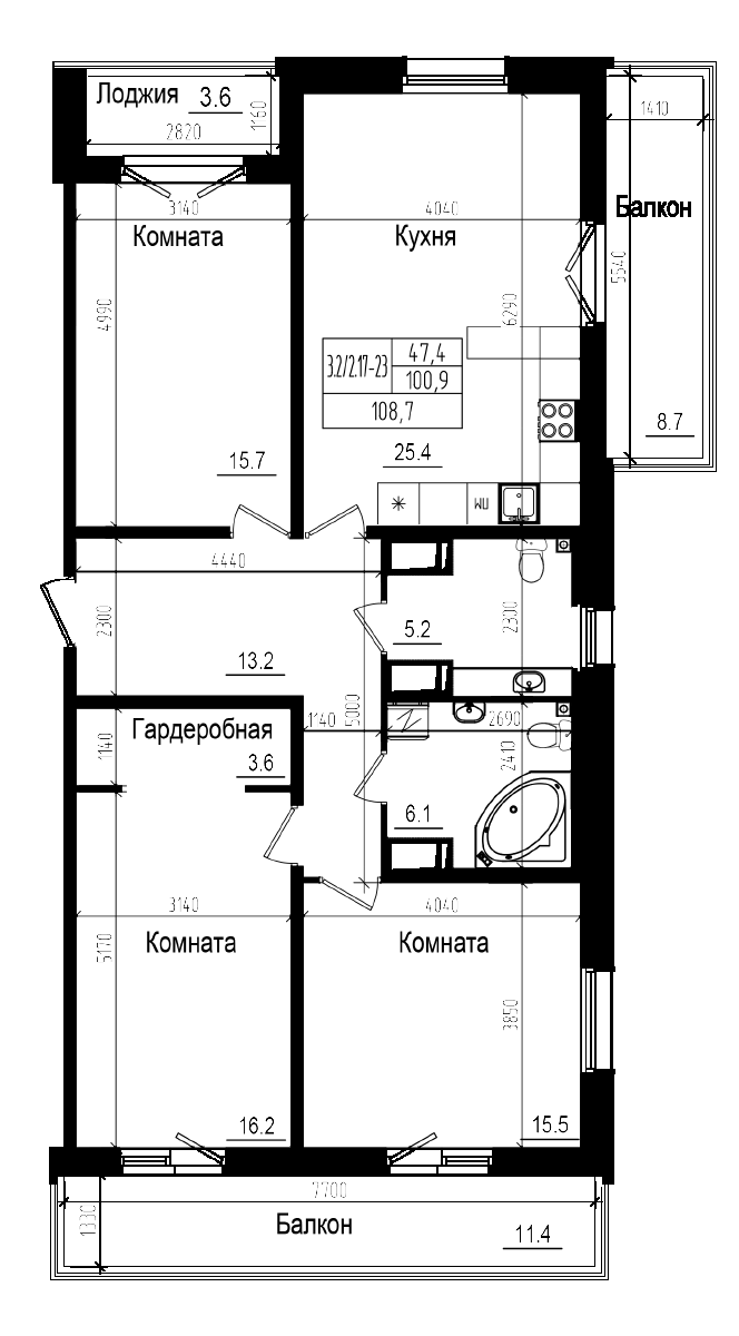 Планировка — Прагма City, 4-комн., 101 м²