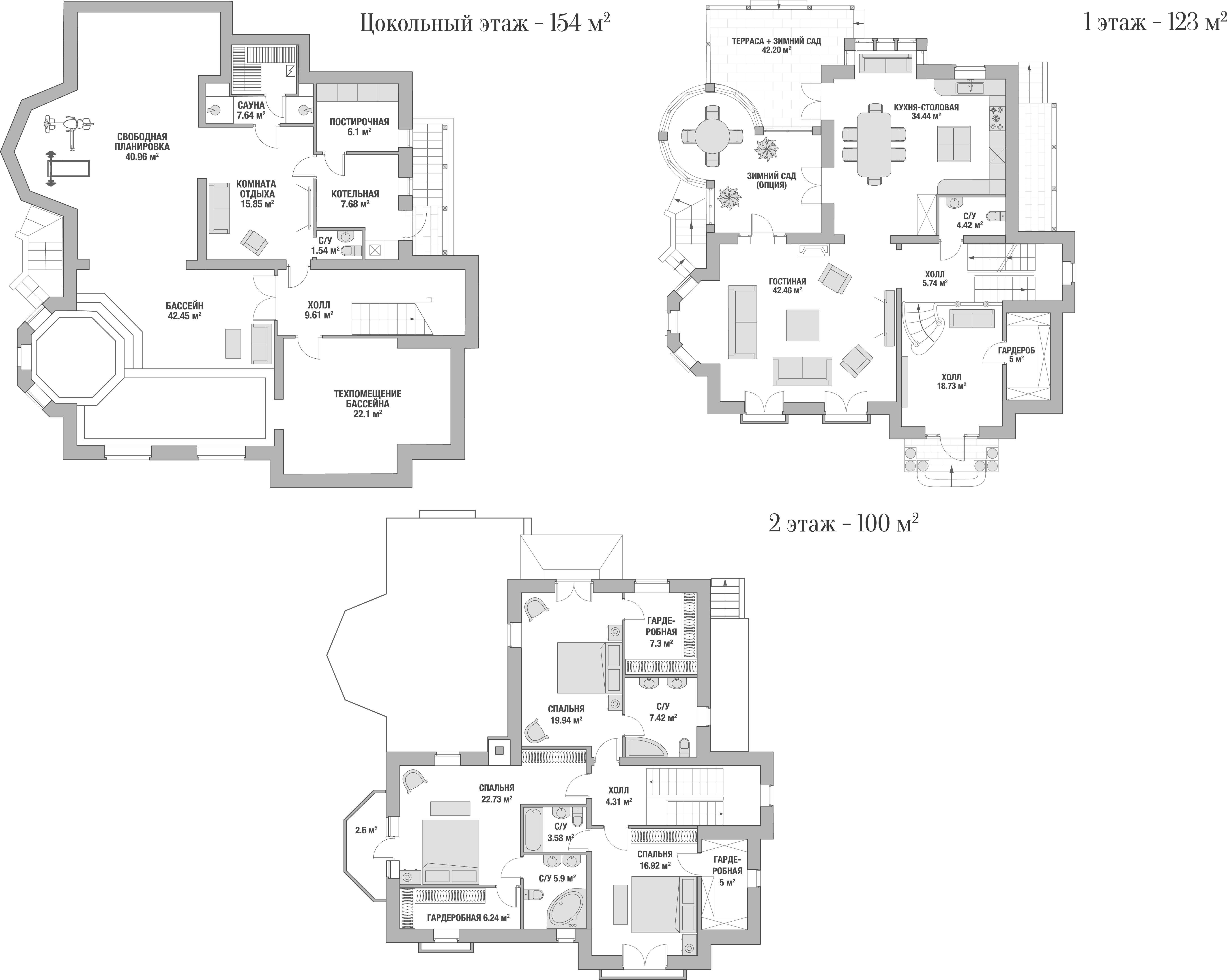 Планировка — Коттеджный поселок Ламбридж, 6-комн., 364 м²