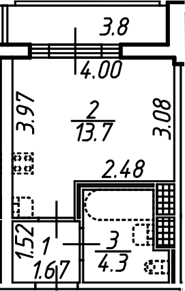 Планировка — Аэросити, Студия, 21 м²