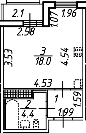 Планировка — Аэросити, Студия, 26 м²