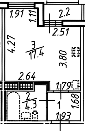 Планировка — Аэросити, Студия, 25 м²