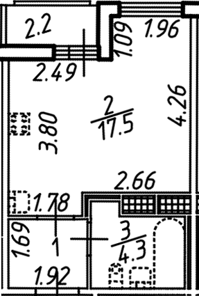 Планировка — Аэросити, Студия, 25 м²