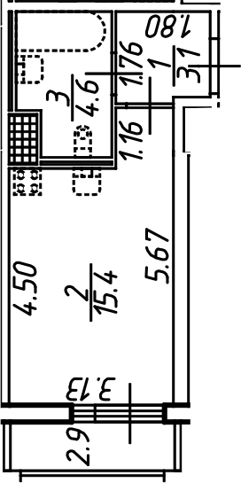 Планировка — Аэросити, Студия, 23 м²