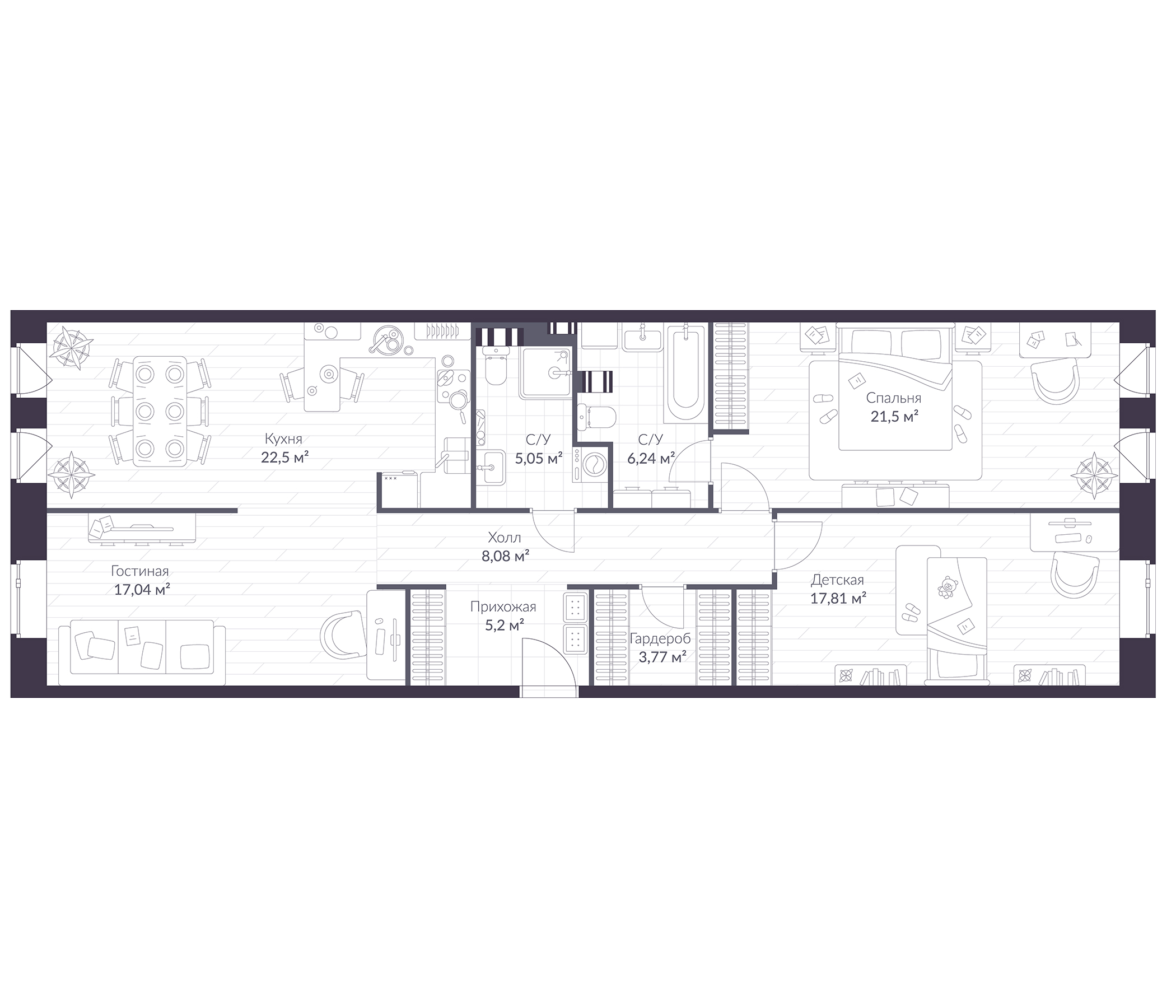 Планировка — VEREN VILLAGE Стрельна, 4-комн., 100 м²