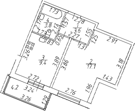 Планировка — Полис ЛАВрики, 1-комн., 34 м²