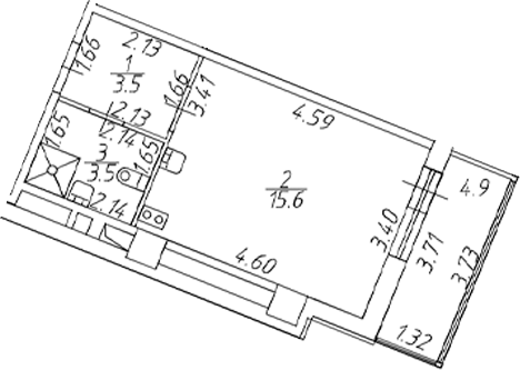 Планировка — Полис ЛАВрики, Студия, 23 м²