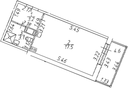 Планировка — Полис ЛАВрики, Студия, 24 м²