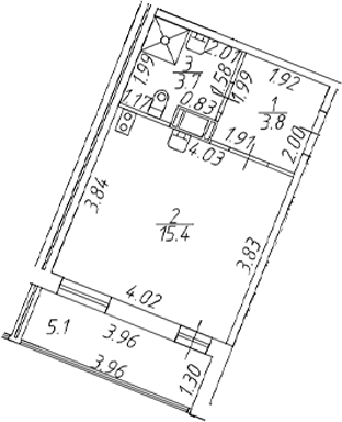 Планировка — Полис ЛАВрики, Студия, 23 м²