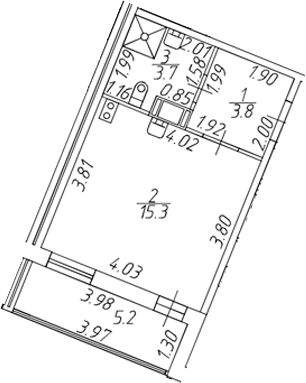 Планировка — Полис ЛАВрики, Студия, 23 м²