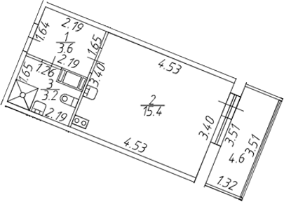 Планировка — Полис ЛАВрики, Студия, 22 м²