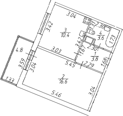 Планировка — Полис ЛАВрики, 1-комн., 34 м²