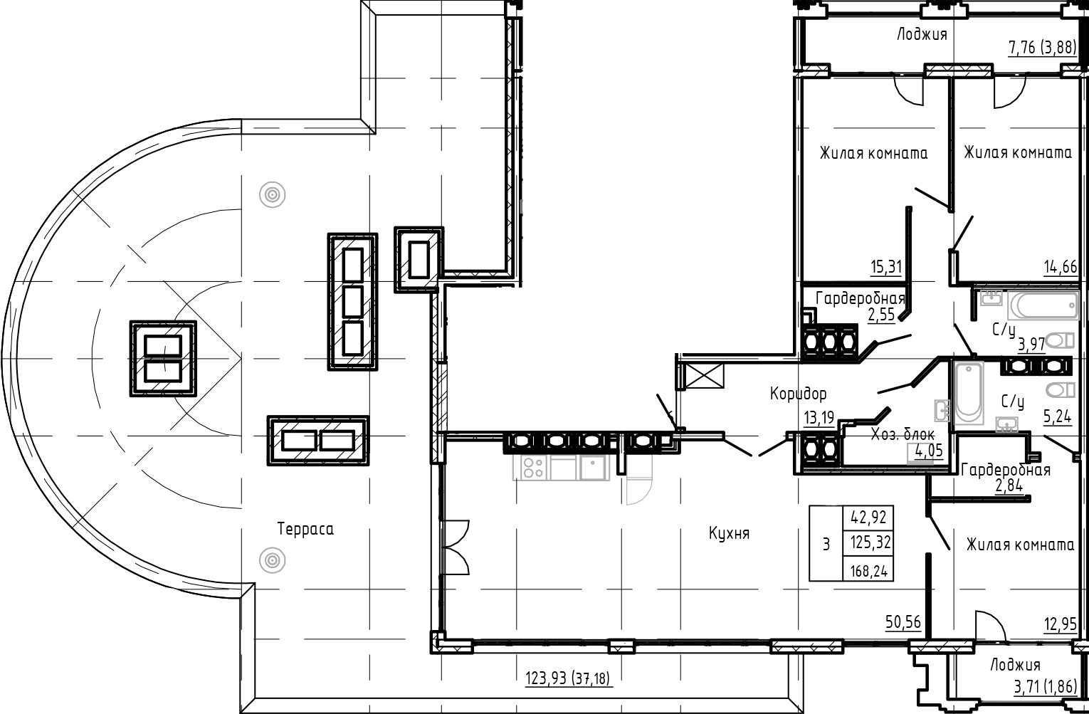 Планировка — SHEPILEVSKIY, 4-комн., 125 м²
