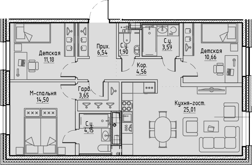 Планировка — Сампсониевский, 32, 4-комн., 86 м²