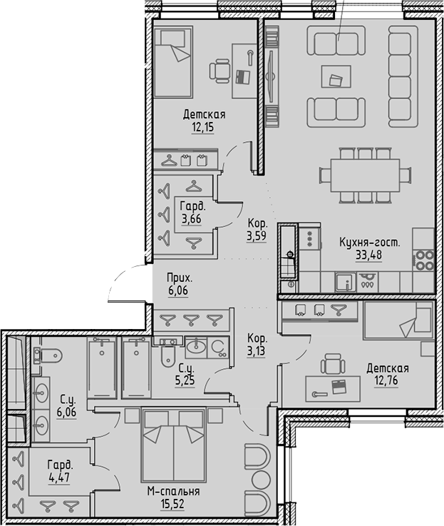 Планировка — Сампсониевский, 32, 4-комн., 106 м²