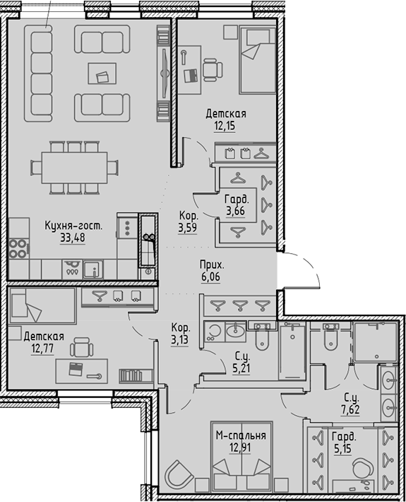 Планировка — Сампсониевский, 32, 4-комн., 106 м²