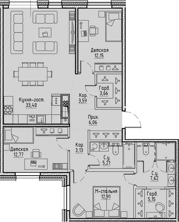 Планировка — Сампсониевский, 32, 4-комн., 106 м²