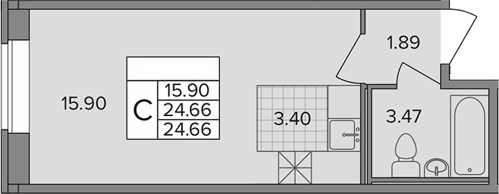 Планировка — Капральский, Студия, 25 м²