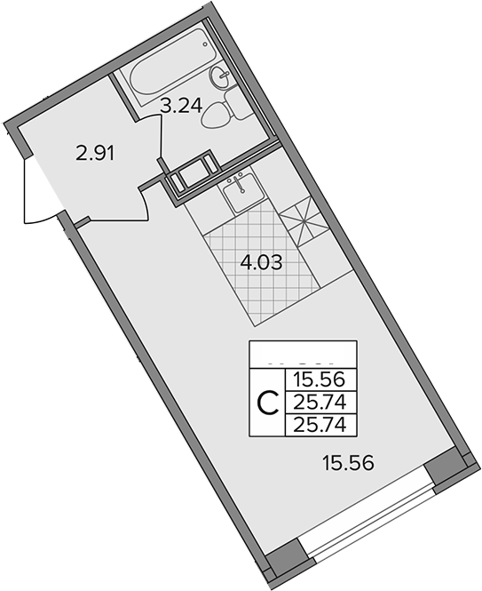 Планировка — Капральский, Студия, 26 м²
