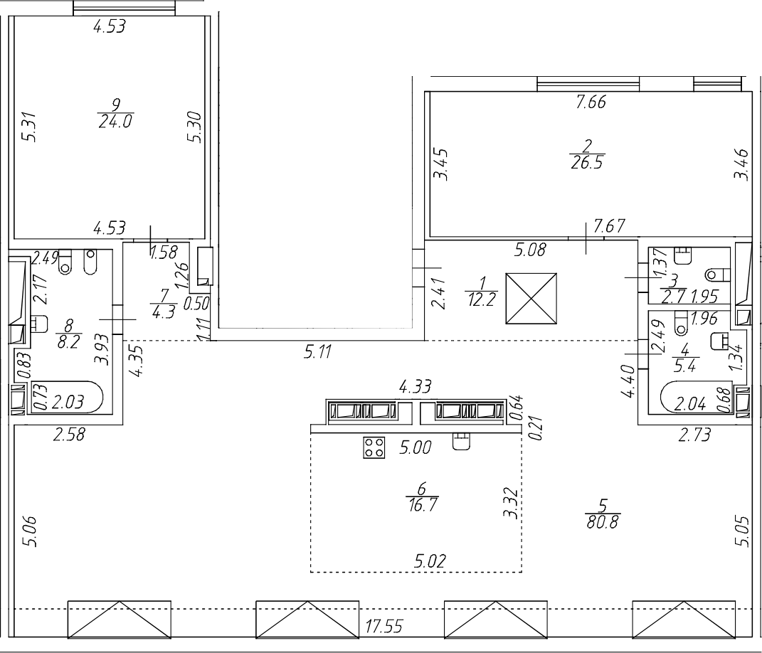 Планировка — Приоритет, 3-комн., 181 м²